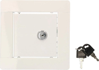 Drzwiczki rewizyjne stalowe z kluczami białe 10x10 cm