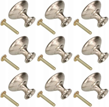 Gałka meblowa srebrna uchwyt szafki grzybek - 10 szt.