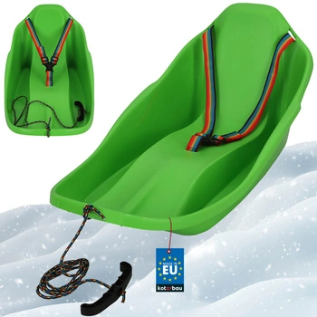 Sanki plastikowe z oparciem i pasami bezpieczeństwa zielone