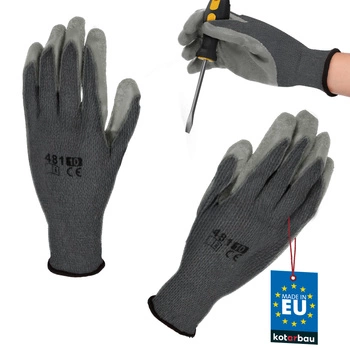 Rękawice robocze antypoślizgowe powlekane lateksem szare rozmiar xl