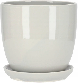 Doniczka donica osłonka ceramiczna z podstawką szara ⌀20 cm
