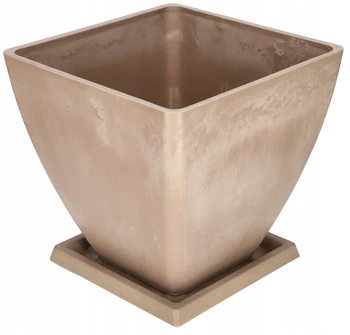 Doniczka ogrodowa donica osłonka kompozytowa z podstawką 28 cm beżowa