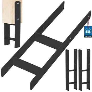 Podstawa słupa h do wmurowania stalowa ocynk czarna 160 mm zestaw 2 szt.