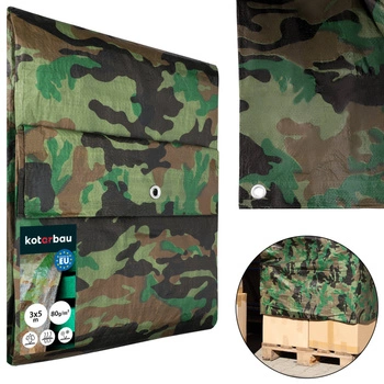 Plandeka ochronna mocna gruba uniwersalna moro 80 g/m2 3x5 m