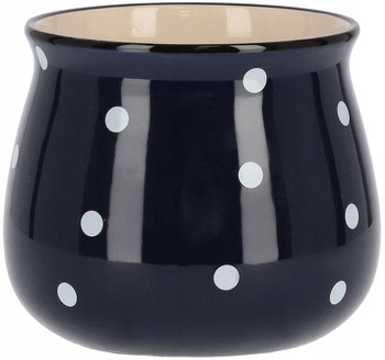 Doniczka donica osłonka ceramiczna w grochy granatowa - 125 mm