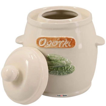 Beczka kamionkowa z pokrywką biała 5 l