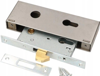 Zamek hakowy bramy przesuwnej garażu f-40 + puszka - Kolor srebrny