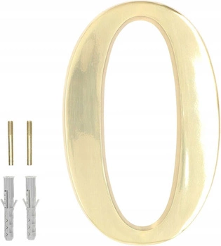 Cyfra numer domu "0" na drzwi 3d 20cm mosiądz