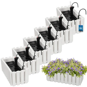 Doniczka balkonowa balkonowa biała na balustradę 400 MM Zestaw 6 SZT