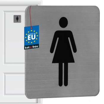 Znak tabliczka na drzwi wc dla kobiet piktogram samoprzylepny stal 7x7 cm