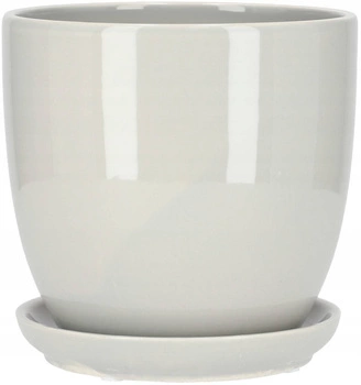 Doniczka donica osłonka ceramiczna z podstawką szara ⌀13 cm