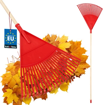 Grabie wachlarzowe do liści 49 cm + trzon drewniany 1,5 m