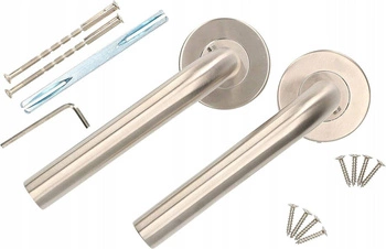 Zestaw klamek drzwiowych uniwersalnych rozeta z wkładem 130mm kolor inox