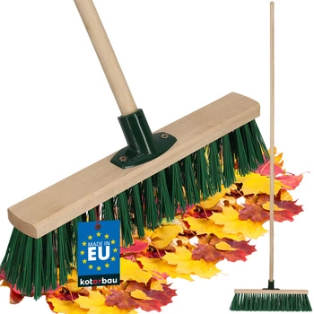 Szczotka miotła drewniana nylon 40 cm + kij trzonek drewniany