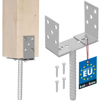 Podstawa słupa z prętem 0-165 u kotwa do muru wmurowania - Kolor srebrny