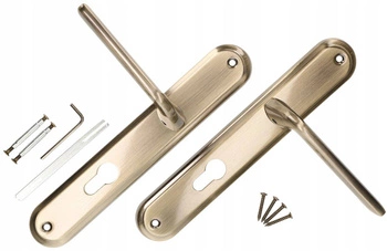 Klamka drzwiowa na wkładkę 72mm długi szyld patyna