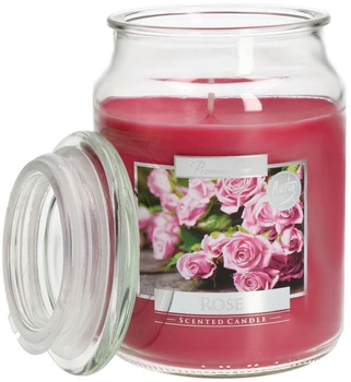 Świeca świeczka duża zapachowa w szkle z wieczkiem 100 h - róża