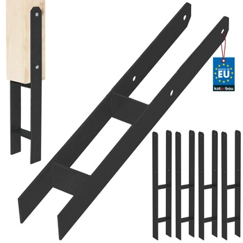 Podstawa słupa h do wmurowania stalowa ocynk czarna 70 mm zestaw 4 szt.