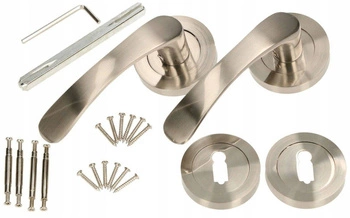 Zestaw klamka drzwiowa 110mm satyna szyld na klucz