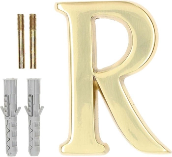 Litera na dom drzwi elewację "r" 10cm mosiądz