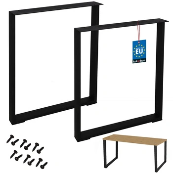 Nogi do biurka stołu loft stal aluminium czarne 60x72 cm zestaw 2 szt.