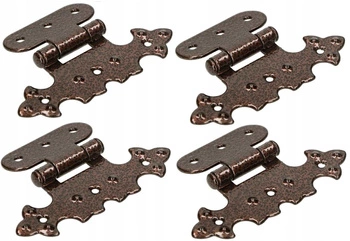 Zawias meblowy ozdobny asymetryczny do mebli retro miedziany - 4 szt.