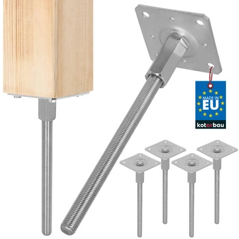 Podstawa słupa kotwa regulowana w pionie stalowa 110x330 mm zestaw 4 szt.