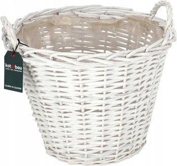 Kosz wiklinowy donica osłonka kwiaty choinka fi 38 cm - Kolor biały
