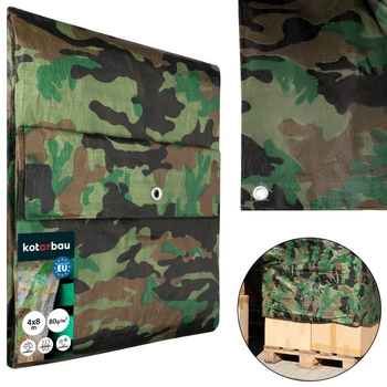 Plandeka ochronna mocna gruba uniwersalna moro 80 g/m2 4x8 m