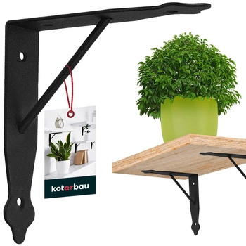 Wspornik pod półkę czarny ze wzmocnieniem 15x15 cm