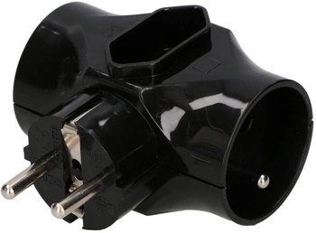 Rozgałęźnik sieciowy 3 gniazda złodziejka trójnik - Kolor czarny