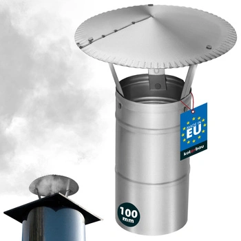 Daszek dymny do rury kominowej ocynkowany srebrny 100 mm