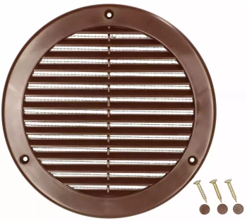 Kratka osłona wentylacyjna okrągła fi 150 mm z siatką - Kolor brązowy