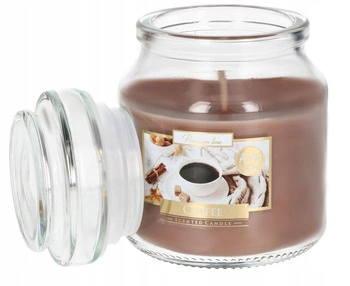 Świeca świeczka mała zapachowa w szkle z wieczkiem 28 h - kawa