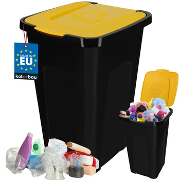 Kosz na śmieci z pokrywą żółty 50 l