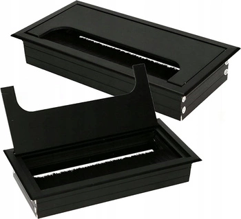 Przepust kablowy aluminiowy przelotka meblowa czarna 160x80 mm - zestaw 2 szt.