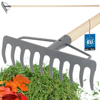 Grabie metalowe ogrodowe 10-zębne wzmocnione z trzonem 154 cm