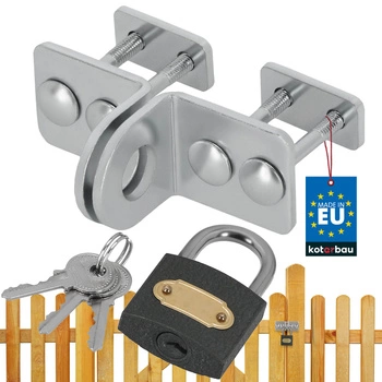 Wrzeciądz skobel na kłódkę zamknięcie do drzwi bramy srebrny z kłódką 30 mm