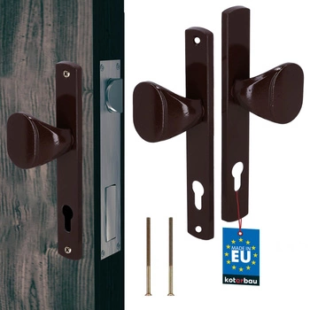 Pochwyt klamka do furtki bramy drzwi długi szyld aluminium brązowy 90 mm