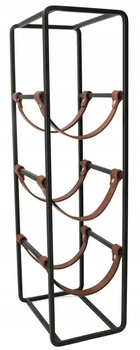 Stojak regał półka na wino metal skóra 3-butelki