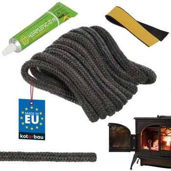 Przędza do uszczelniania kominka pieca + klej 9 mm 2,5 m