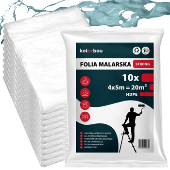 Folia malarska ochronna cienka mocna przeźroczysta 4x5 m zestaw 10 szt.