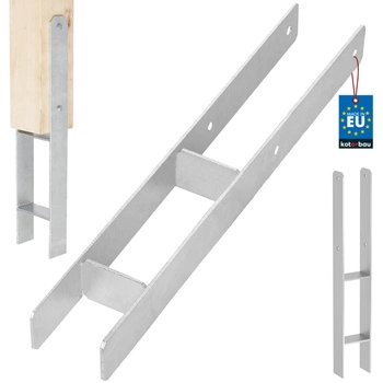 Podstawa słupa h do wmurowania stalowa ocynk srebrna 80 mm