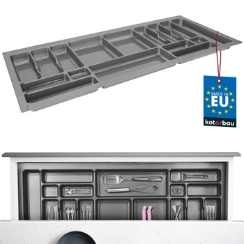 Organizer na sztućce wkład do szuflady kuchennej szary 49x112 cm