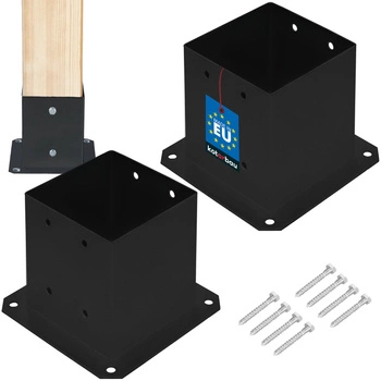 Podstawa słupa przykręcana do betonu czarna 140x140mm zestaw 2 szt.