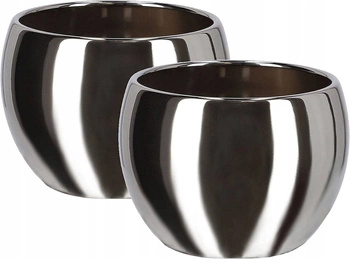 Doniczka ceramiczna fi 10 srebrna zestaw 2 szt.