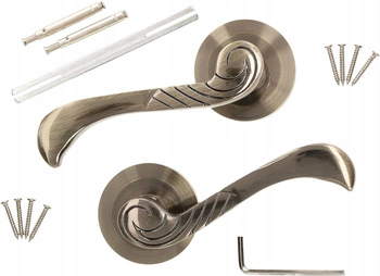 Klamka do drzwi okrągły szyld patyna 110 mm