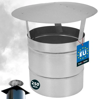 Daszek dymny do rury kominowej ocynkowany srebrny 250 mm