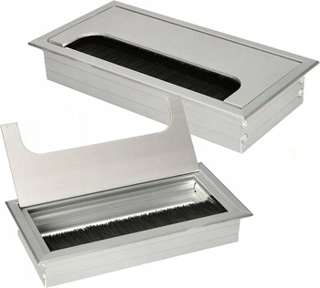 Przepust kablowy aluminiowy przelotka meblowa srebrna 160x80 mm - zestaw 2 szt.