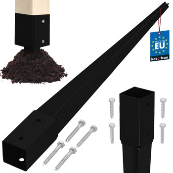 Podstawa słupa wbijana do ziemi stalowa czarna 45x45x600 mm